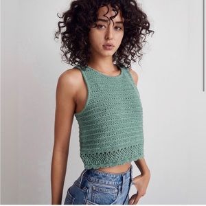 Madewell Kellen Crocheted Sweater Tank in Kellen Green, Size Small
